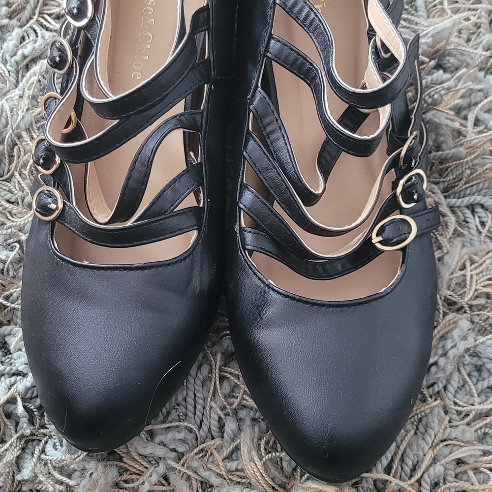 Chase and Chloe Black Strappy Heels